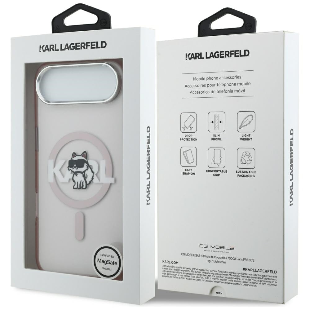 MagSafe Case for Apple iPhone 17 Air, Karl Lagerfeld, IML Sketch Logo Choupette, Pink