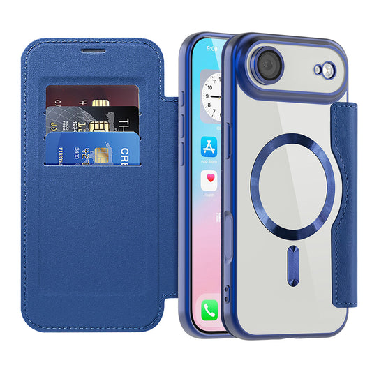 MagSafe Case for Apple iPhone 17 Air, Techsuit, SmartMag Book, Blue