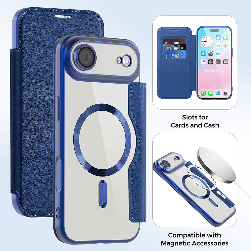 MagSafe Case for Apple iPhone 17 Air, Techsuit, SmartMag Book, Blue