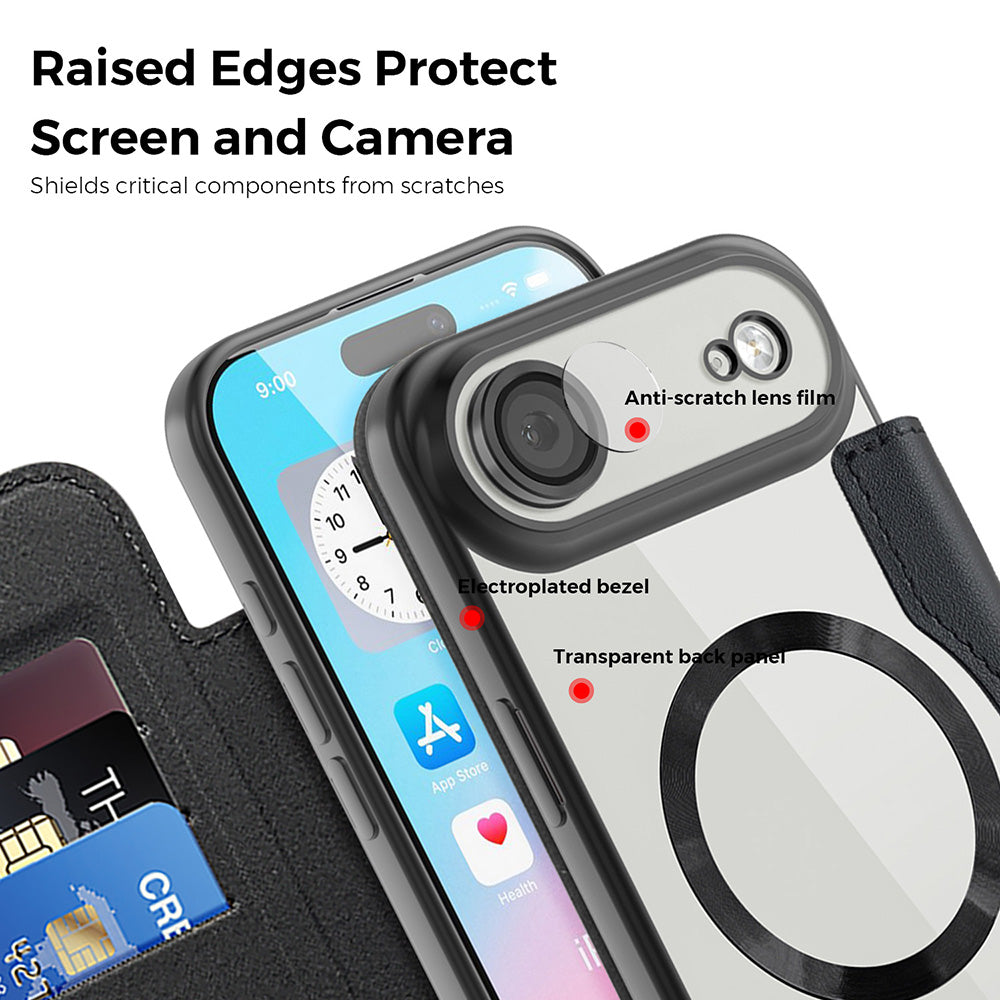 MagSafe Case for Apple iPhone 17 Air, Techsuit, SmartMag Book, Blue
