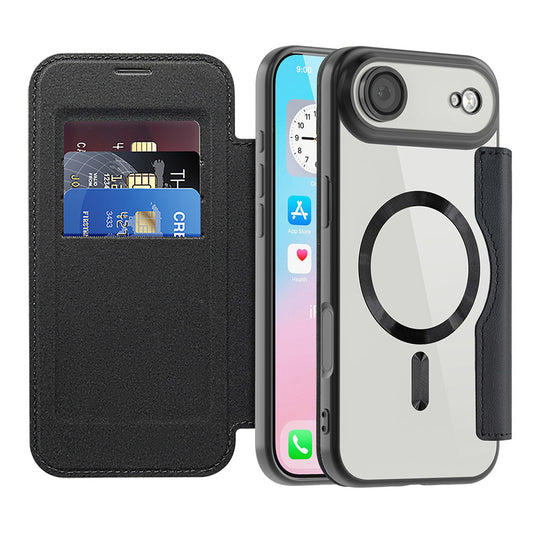 MagSafe Case for Apple iPhone 17 Air, Techsuit, SmartMag Book, Black