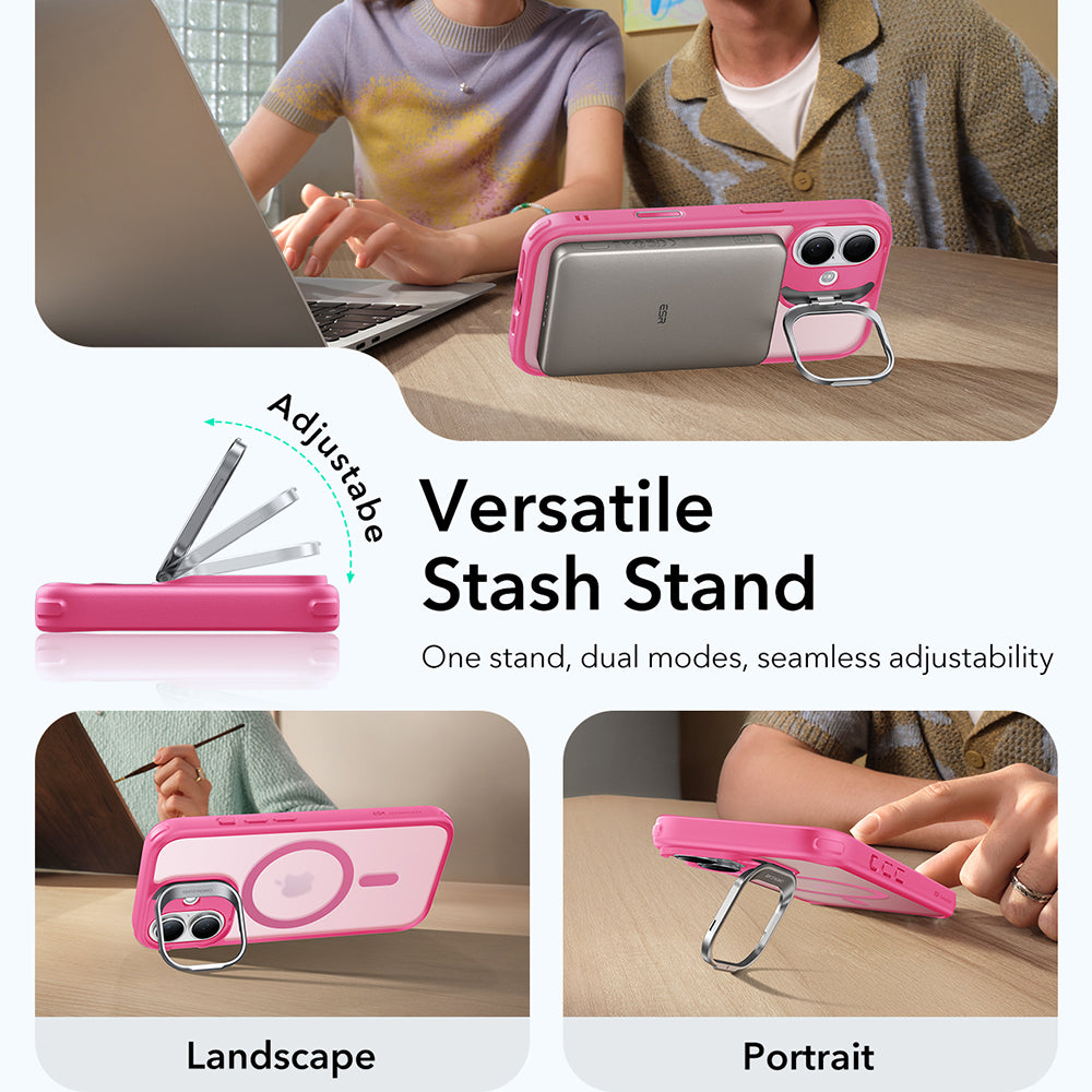 MagSafe Case for Apple iPhone 17, ESR, Classic Hybrid Kickstand, Satin Pink