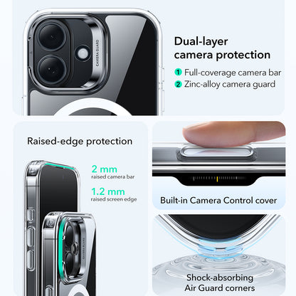 MagSafe Case for Apple iPhone 17, ESR, Classic Hybrid Kickstand, Transparent