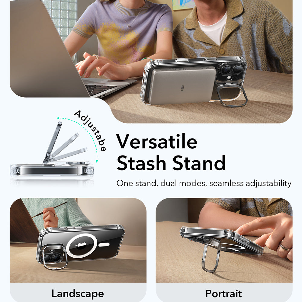 MagSafe Case for Apple iPhone 17, ESR, Classic Hybrid Kickstand, Transparent