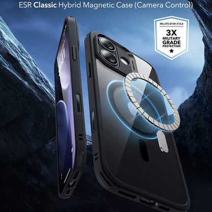 MagSafe Case for Apple iPhone 17, ESR, Classic Hybrid, Black Transparent