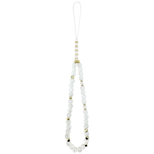 MagSafe Case for Apple iPhone 17, Guess, IML Flowers with Pearl Strap, White