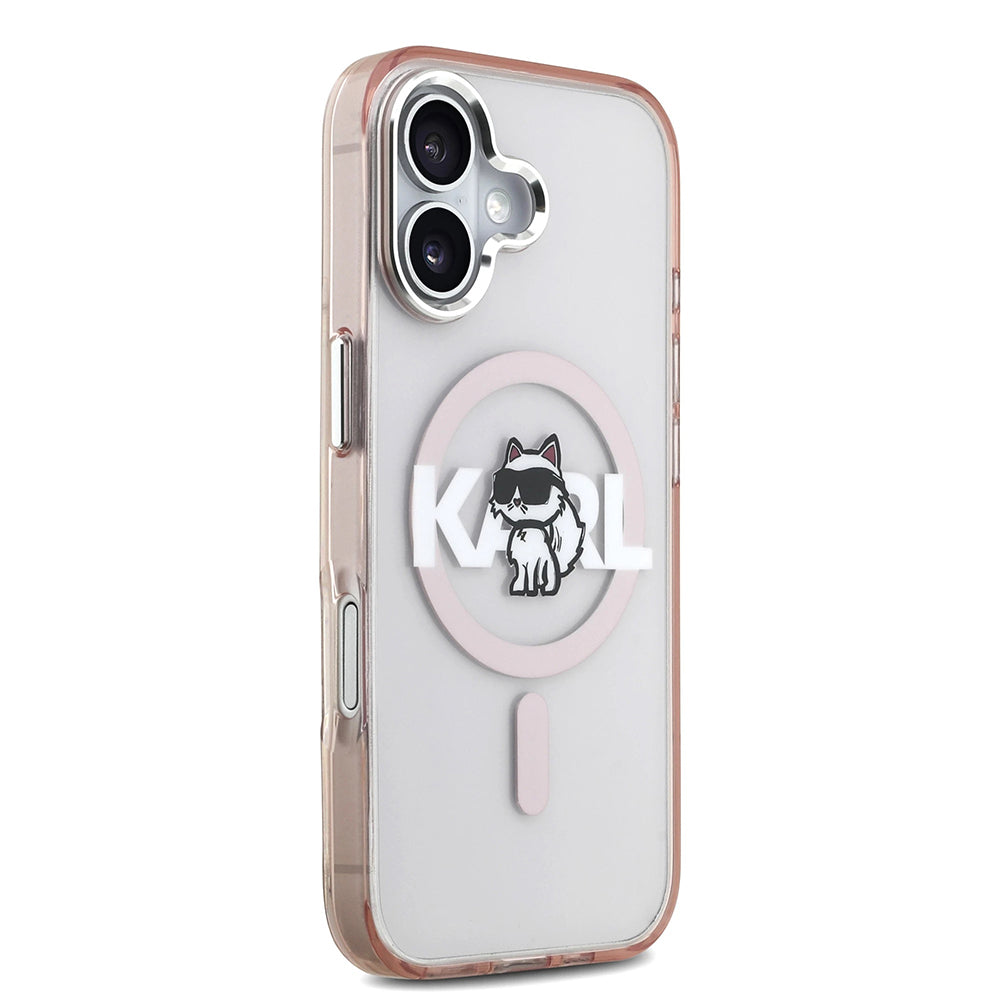 MagSafe Case for Apple iPhone 17, Karl Lagerfeld, IML Sketch Logo Choupette, Pink