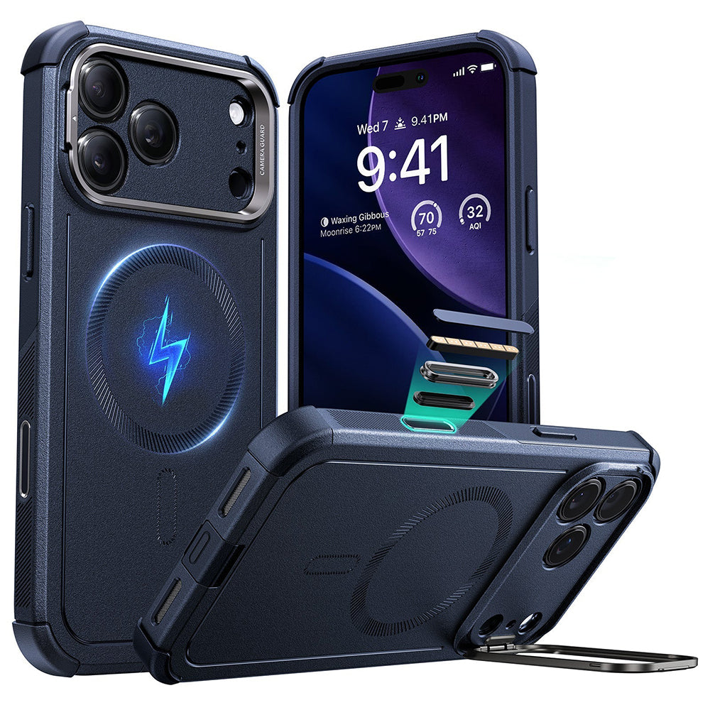 MagSafe Case for Apple iPhone 17 Pro, ESR, Cyber Armor Kickstand, Blue