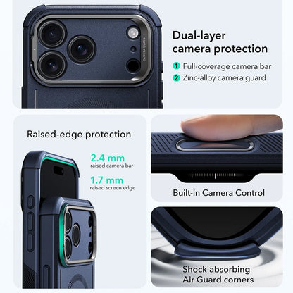 MagSafe Case for Apple iPhone 17 Pro, ESR, Cyber Armor Kickstand, Blue
