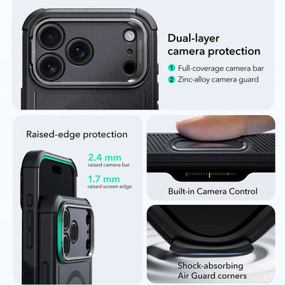 MagSafe Case for Apple iPhone 17 Pro, ESR, Cyber Armor Kickstand, Black
