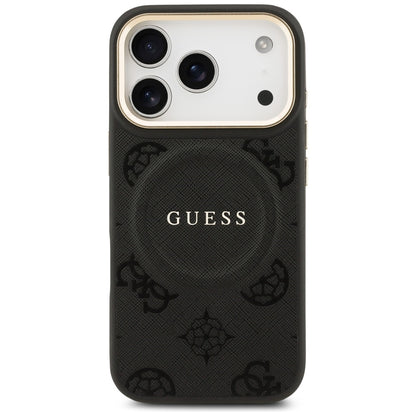 MagSafe Case for Apple iPhone 17 Pro, Guess, Peony Hot Stamp, Black