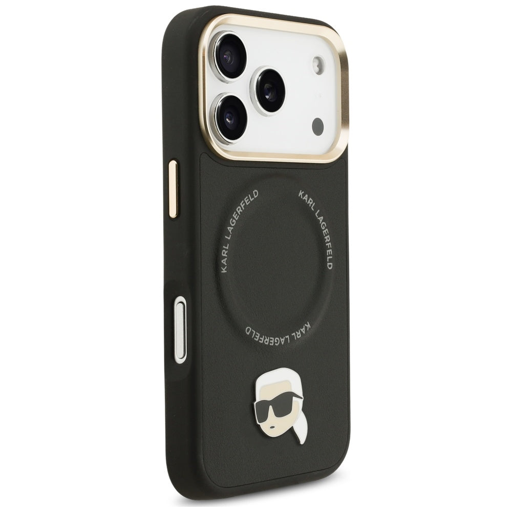 MagSafe Case for Apple iPhone 17 Pro, Karl Lagerfeld, Big Strap Karl Metal Logo, Black
