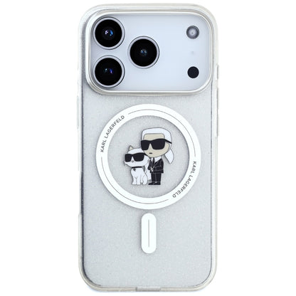 MagSafe Case for Apple iPhone 17 Pro, Karl Lagerfeld, IML Glitter Karl & Choupette, Transparent