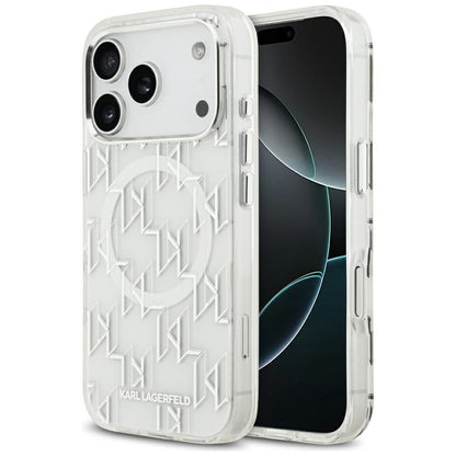 MagSafe Case for Apple iPhone 17 Pro, Karl Lagerfeld, IML KL Monogram, White