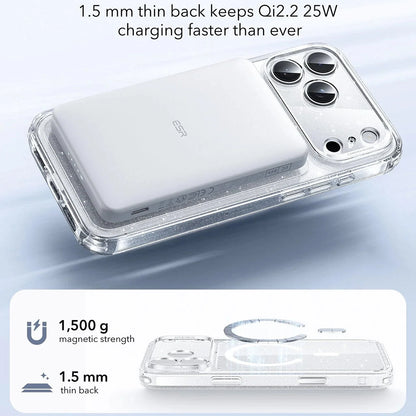 MagSafe Case for Apple iPhone 17 Pro Max, ESR, Classic Hybrid Shimmer, Transparent