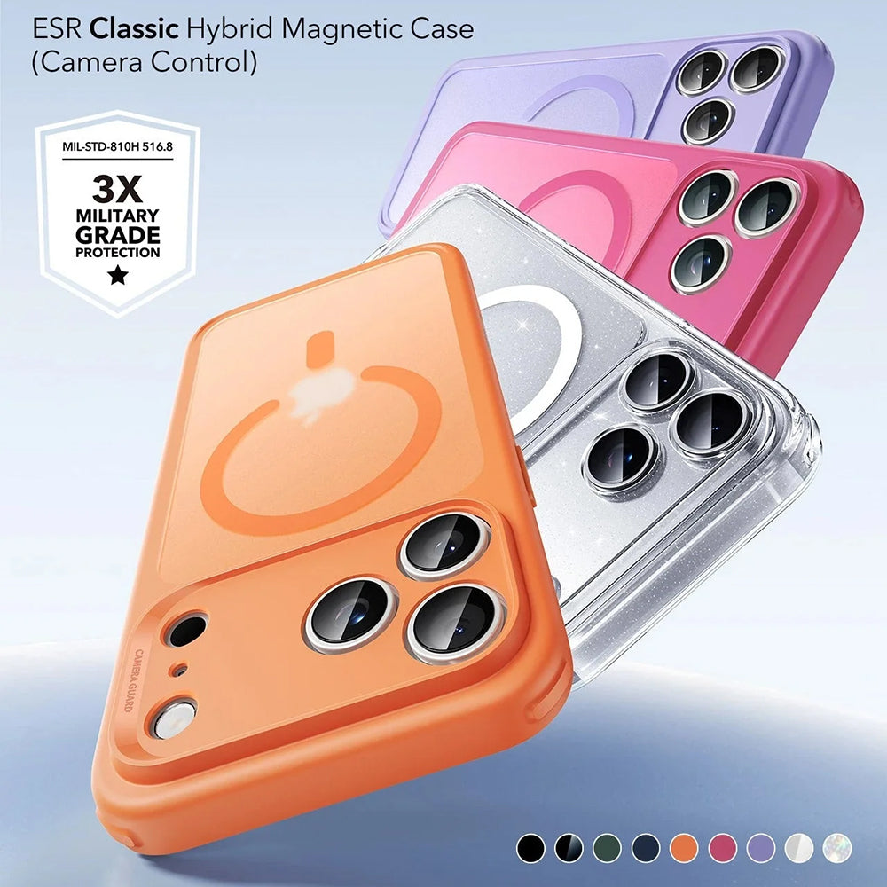 MagSafe Case for Apple iPhone 17 Pro Max, ESR, Classic Hybrid Shimmer, Transparent