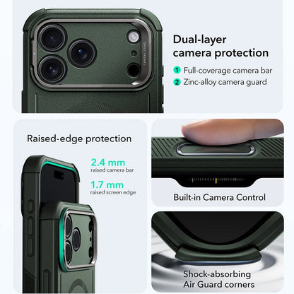 MagSafe Case for Apple iPhone 17 Pro Max, ESR, Cyber Armor Kickstand, Green