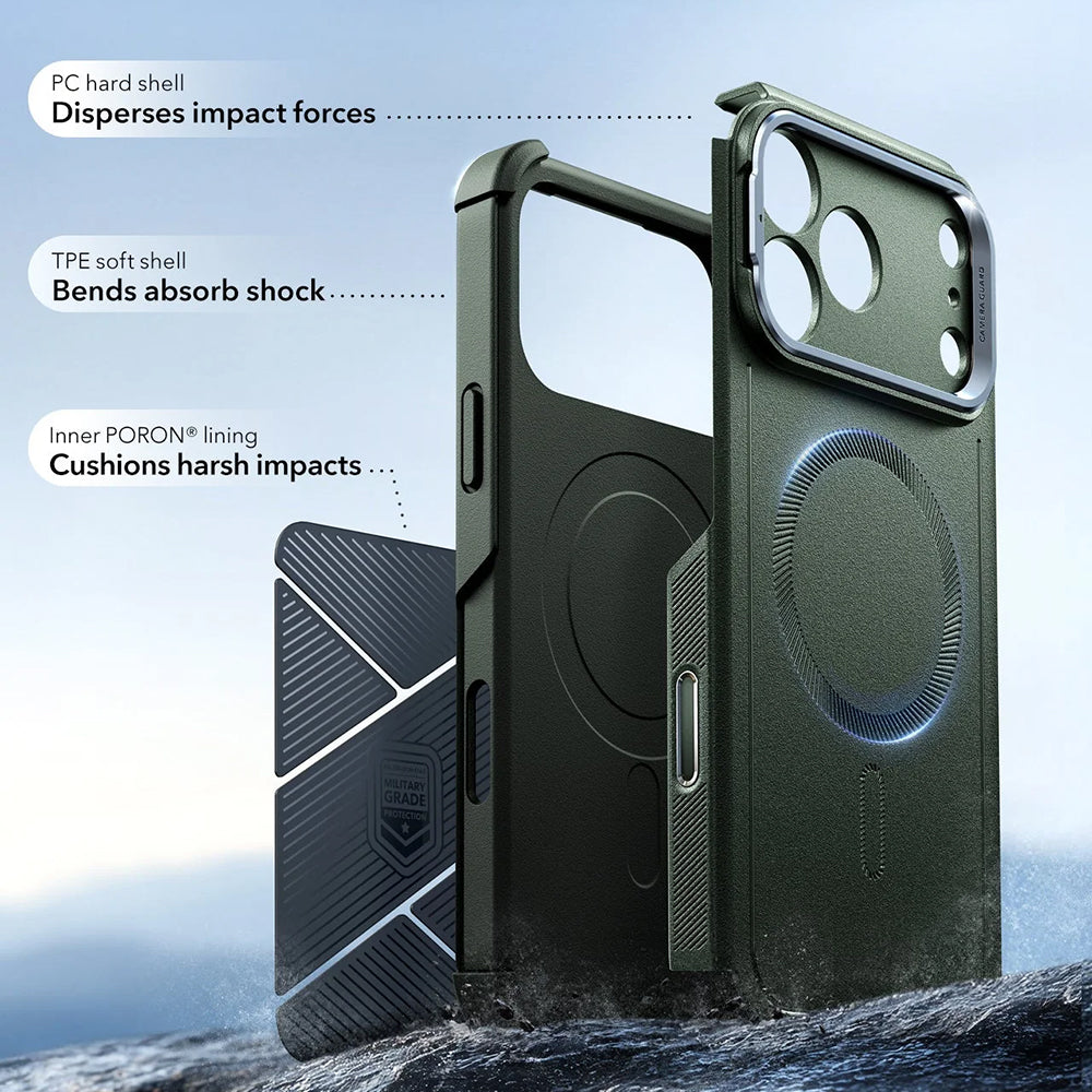 MagSafe Case for Apple iPhone 17 Pro Max, ESR, Cyber Armor Kickstand, Green