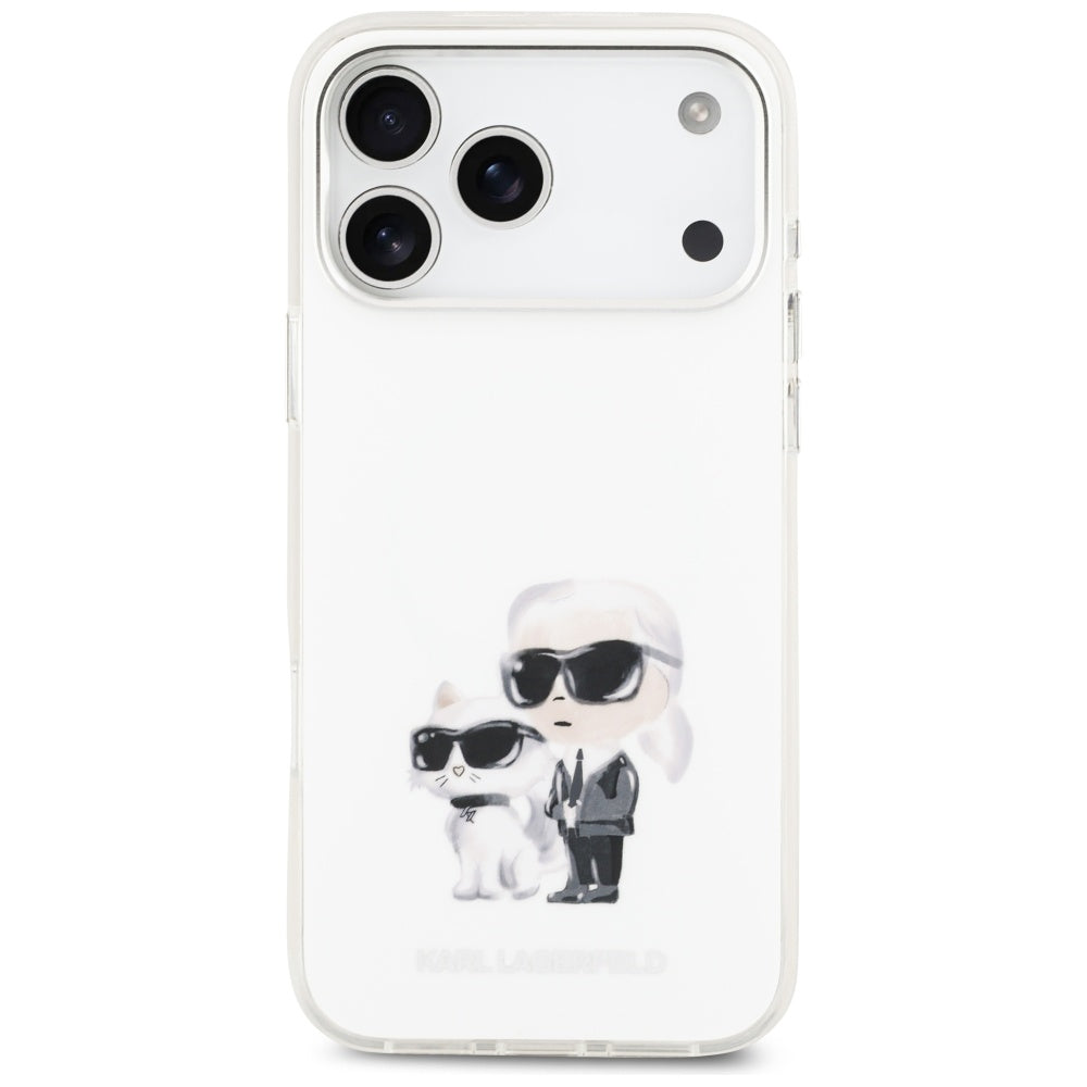 MagSafe Case for Apple iPhone 17 Pro Max, Karl Lagerfeld, IML Aquarelle Karl & Choupette Logo, White