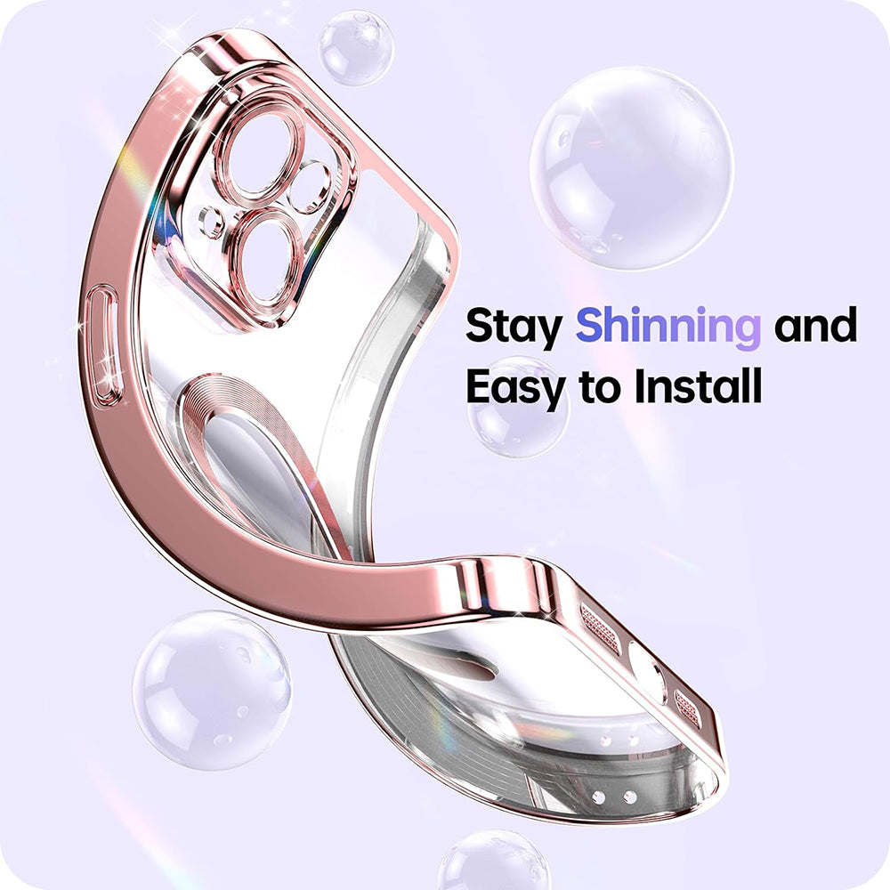 MagSafe Case for Apple iPhone 17 Pro Max, Techsuit, Luxury Glitter, Pink Gold