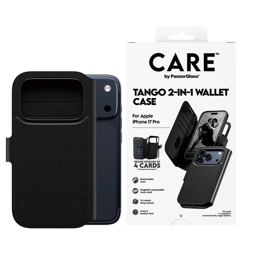 MagSafe Case for Apple iPhone 17 Pro, PanzerGlass, Care Feature Tango Two-in-One, Black
