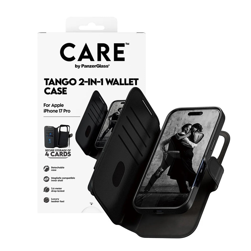 MagSafe Case for Apple iPhone 17 Pro, PanzerGlass, Care Feature Tango Two-in-One, Black