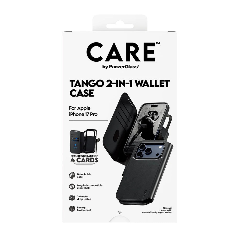 MagSafe Case for Apple iPhone 17 Pro, PanzerGlass, Care Feature Tango Two-in-One, Black