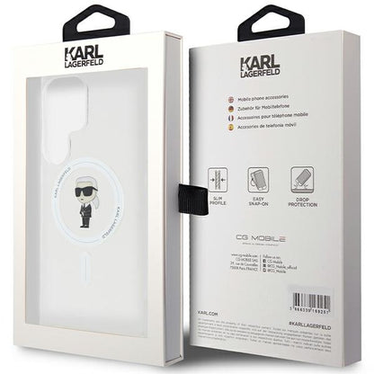 MagSafe Case for Samsung Galaxy S24 Ultra S928, Karl Lagerfeld, IML Ikonik Karl, Transparent