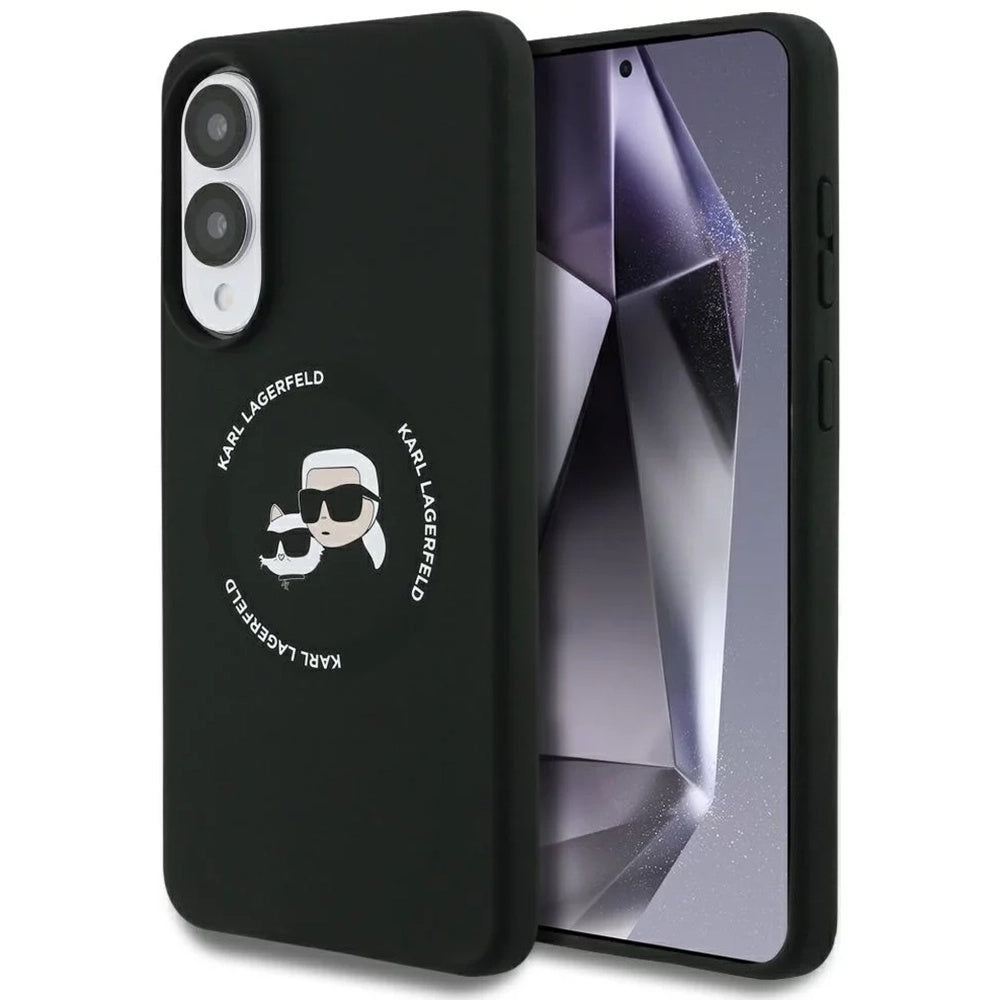 MagSafe Case for Samsung Galaxy S25 Edge S937, Karl Lagerfeld, Silicone Double Heads, Black