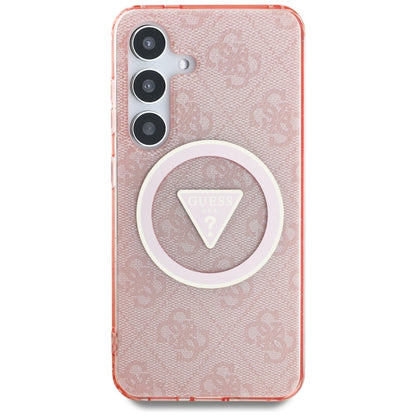 MagSafe Case for Samsung Galaxy S25 S931, Guess, IML Glitter 4G Circle Triangle, Pink