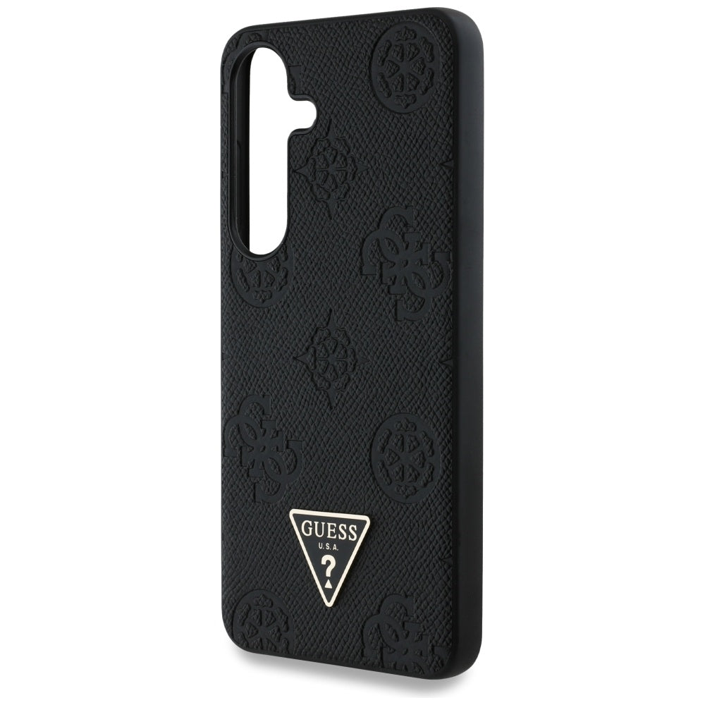 MagSafe Case for Samsung Galaxy S25 S931, Guess, Peony Grained Hot Stamp Triangle, Black
