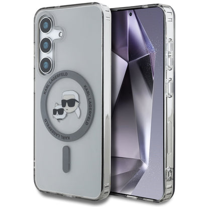 MagSafe Case for Samsung Galaxy S25 S931, Karl Lagerfeld, IML Metal Karl & Choupette's Heads, Black