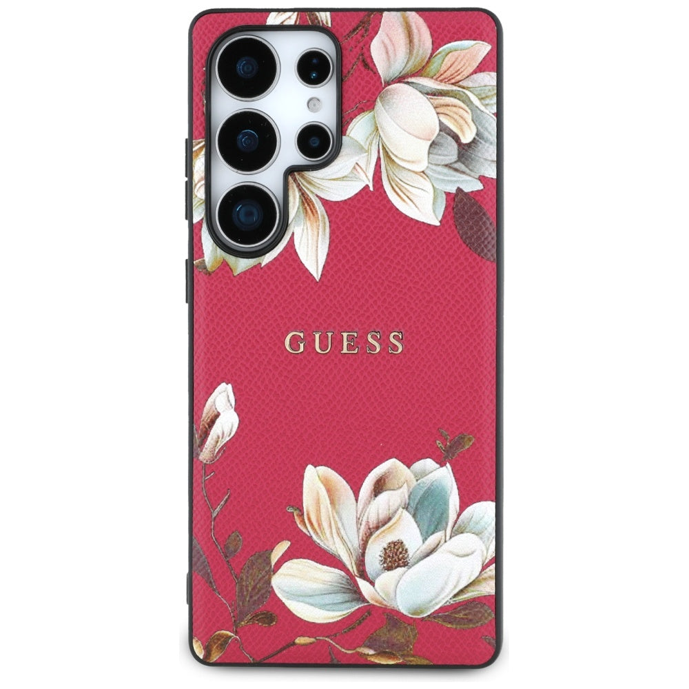 MagSafe Case for Samsung Galaxy S25 Ultra S938, Guess, Grained Flowers, Fuchsia