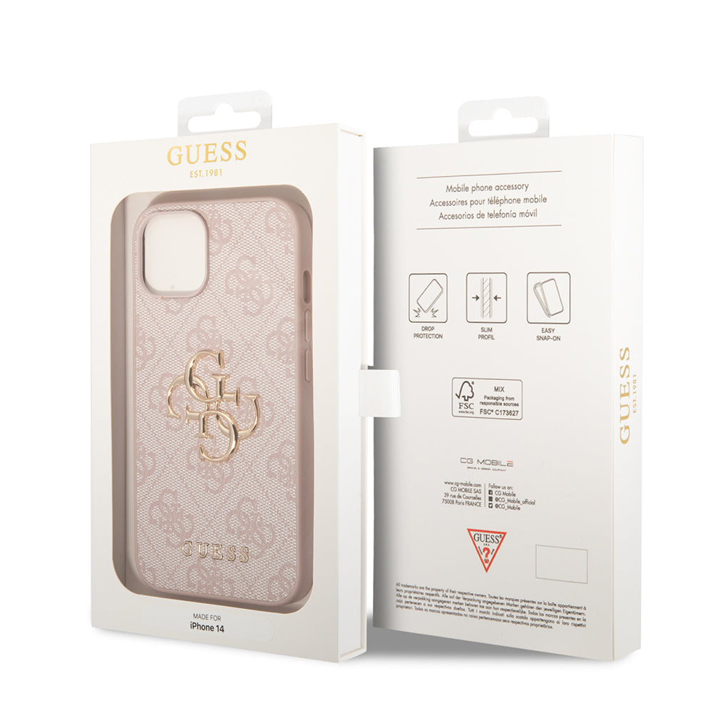 Case for Apple iPhone 14, Guess, 4G Metal Logo, Pink