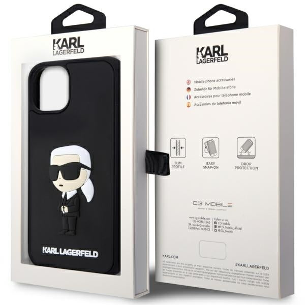 Case for Apple iPhone 14 Plus, Karl Lagerfeld, 3D Rubber Ikonik Karl, Black