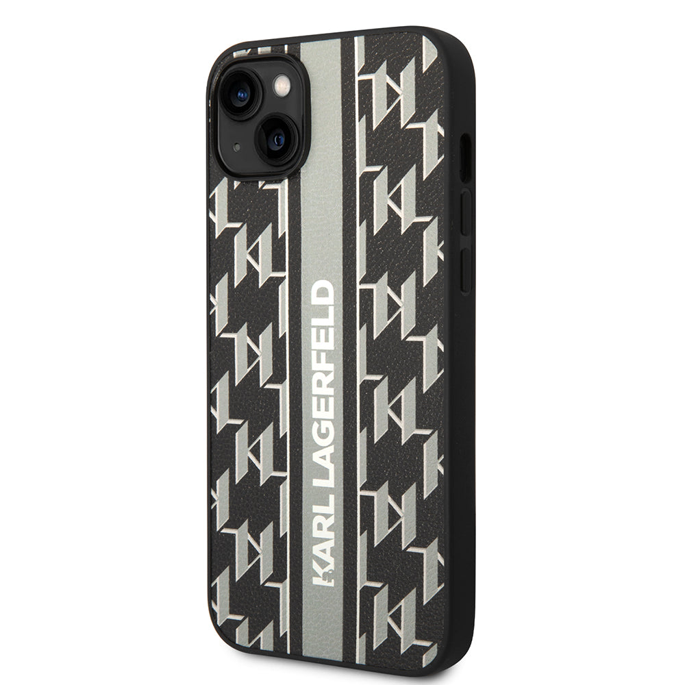 Case for Apple iPhone 14 Plus, Karl Lagerfeld, Monogram Stripe, Grey
