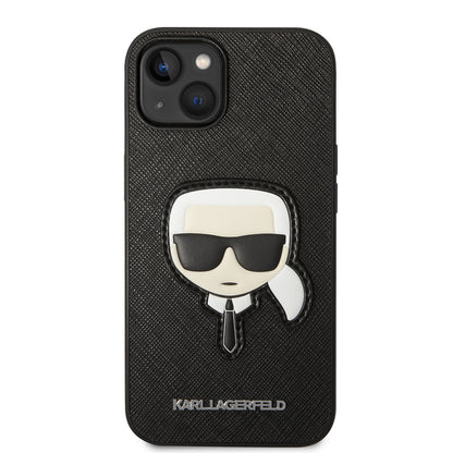 Case for Apple iPhone 14 Plus, Karl Lagerfeld, Saffiano Karl's Head, Black