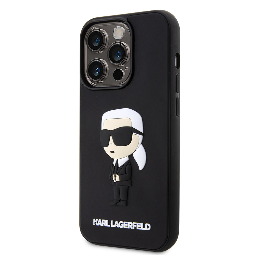 Case for Apple iPhone 14 Pro, Karl Lagerfeld, 3D Rubber Ikonik Karl, Black