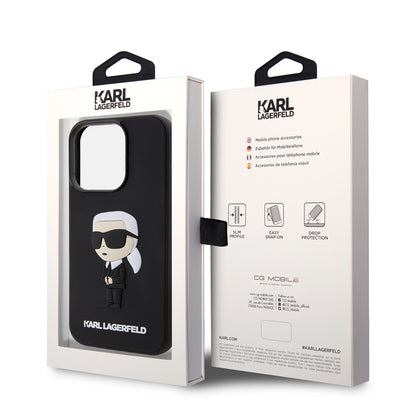 Case for Apple iPhone 14 Pro, Karl Lagerfeld, 3D Rubber Ikonik Karl, Black