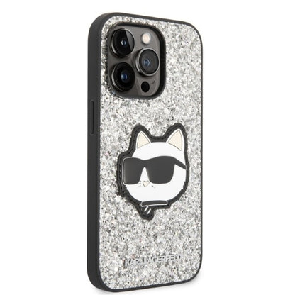 Case for Apple iPhone 14 Pro, Karl Lagerfeld, Glitter Choupette Patch, Silver
