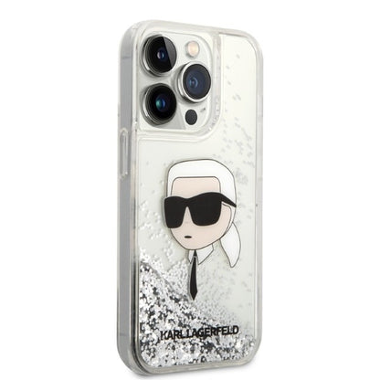 Case for Apple iPhone 14 Pro, Karl Lagerfeld, Glitter Karl's Head, Silver