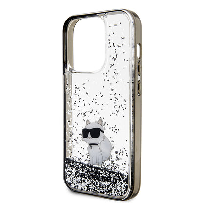 Case for Apple iPhone 14 Pro, Karl Lagerfeld, Liquid Glitter Choupette, Transparent