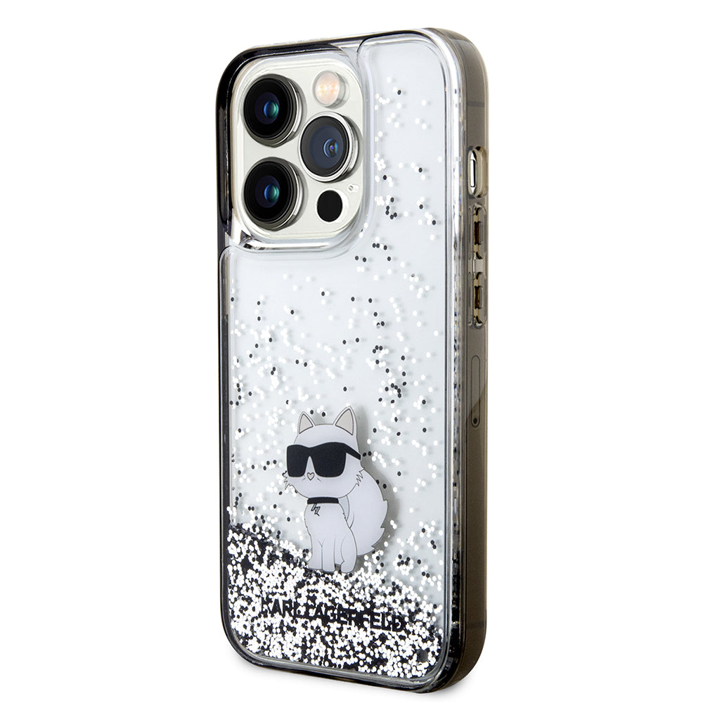 Case for Apple iPhone 14 Pro, Karl Lagerfeld, Liquid Glitter Choupette, Transparent