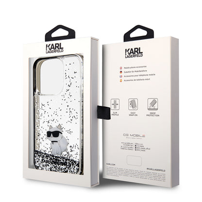 Case for Apple iPhone 14 Pro, Karl Lagerfeld, Liquid Glitter Choupette, Transparent