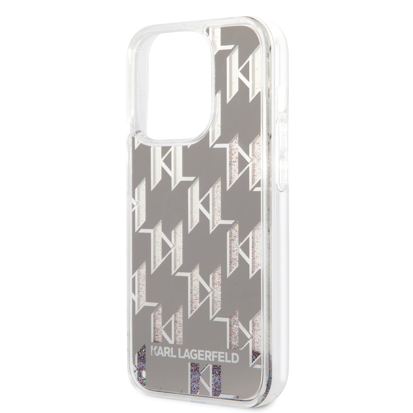 Case for Apple iPhone 14 Pro, Karl Lagerfeld, Liquid Glitter Monogram, Silver