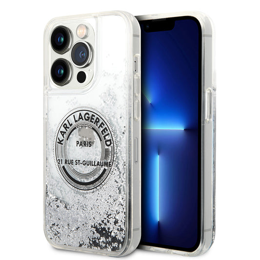 Case for Apple iPhone 14 Pro, Karl Lagerfeld, Liquid Glitter RSG, Silver