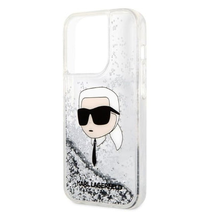 Case for Apple iPhone 14 Pro Max, Karl Lagerfeld, Glitter Karl's Head, Silver