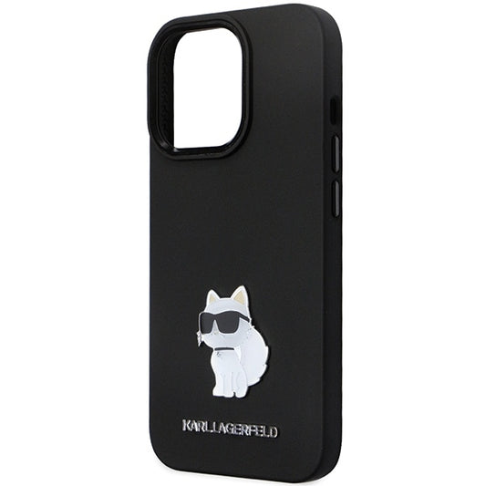 Case for Apple iPhone 14 Pro Max, Karl Lagerfeld, Silicone Choupette Metal, Black