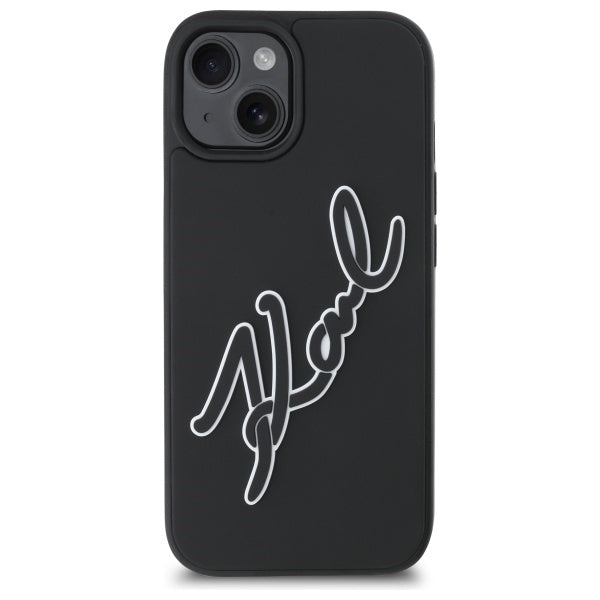 Case for Apple iPhone 15, Karl Lagerfeld, 3D Rubber Signature, Black