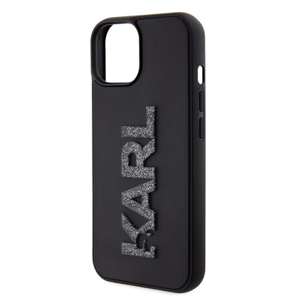 Case for Apple iPhone 15 Plus, Karl Lagerfeld, 3D Rubber Glitter Logo, Black
